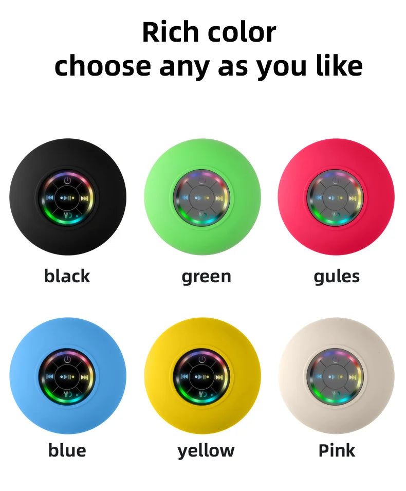 Bluetooth-Duschlautsprecher mit LED-Licht und Saugnapf