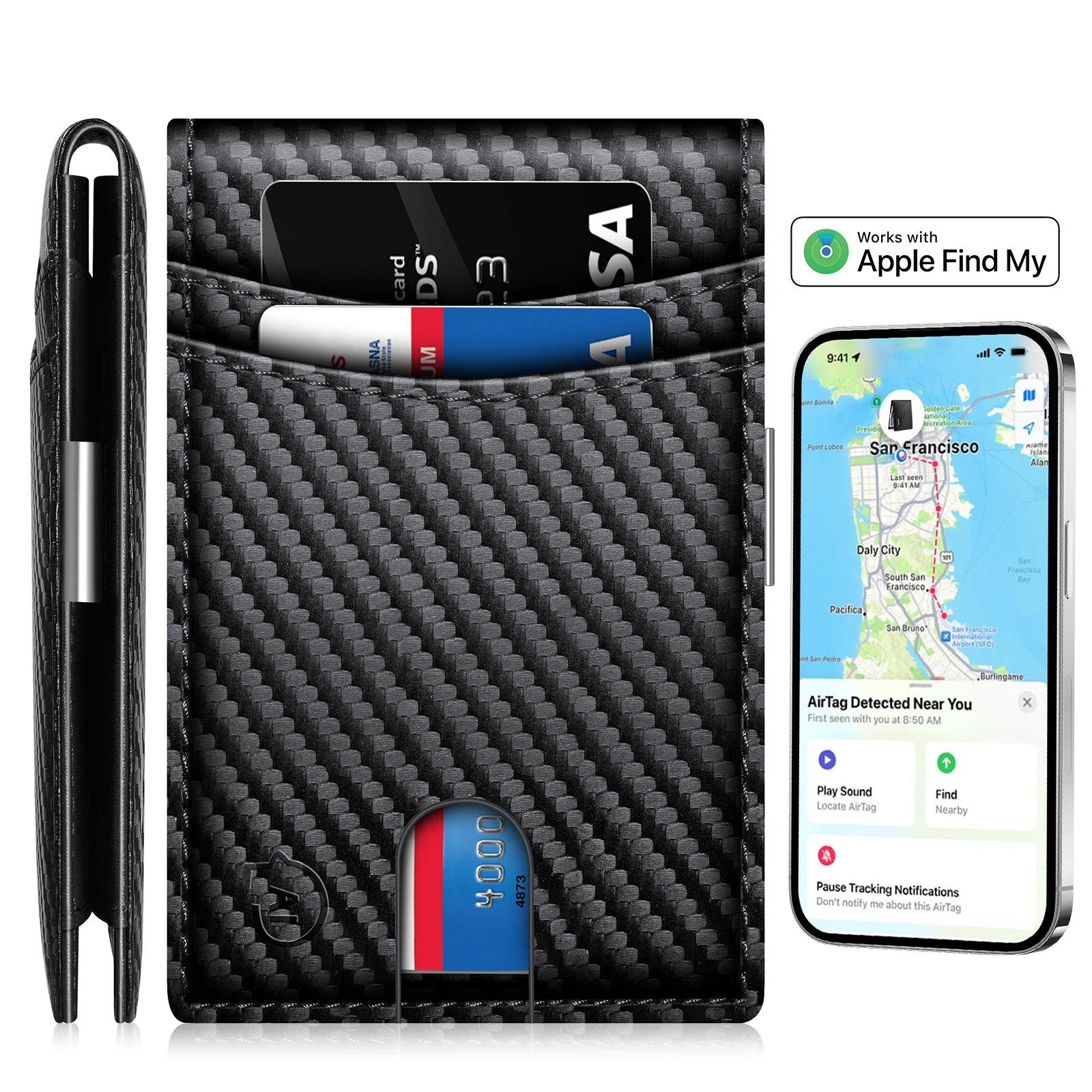 Herrenbrieftasche trackbar über "Find my Phone" (Nur für iOS)
