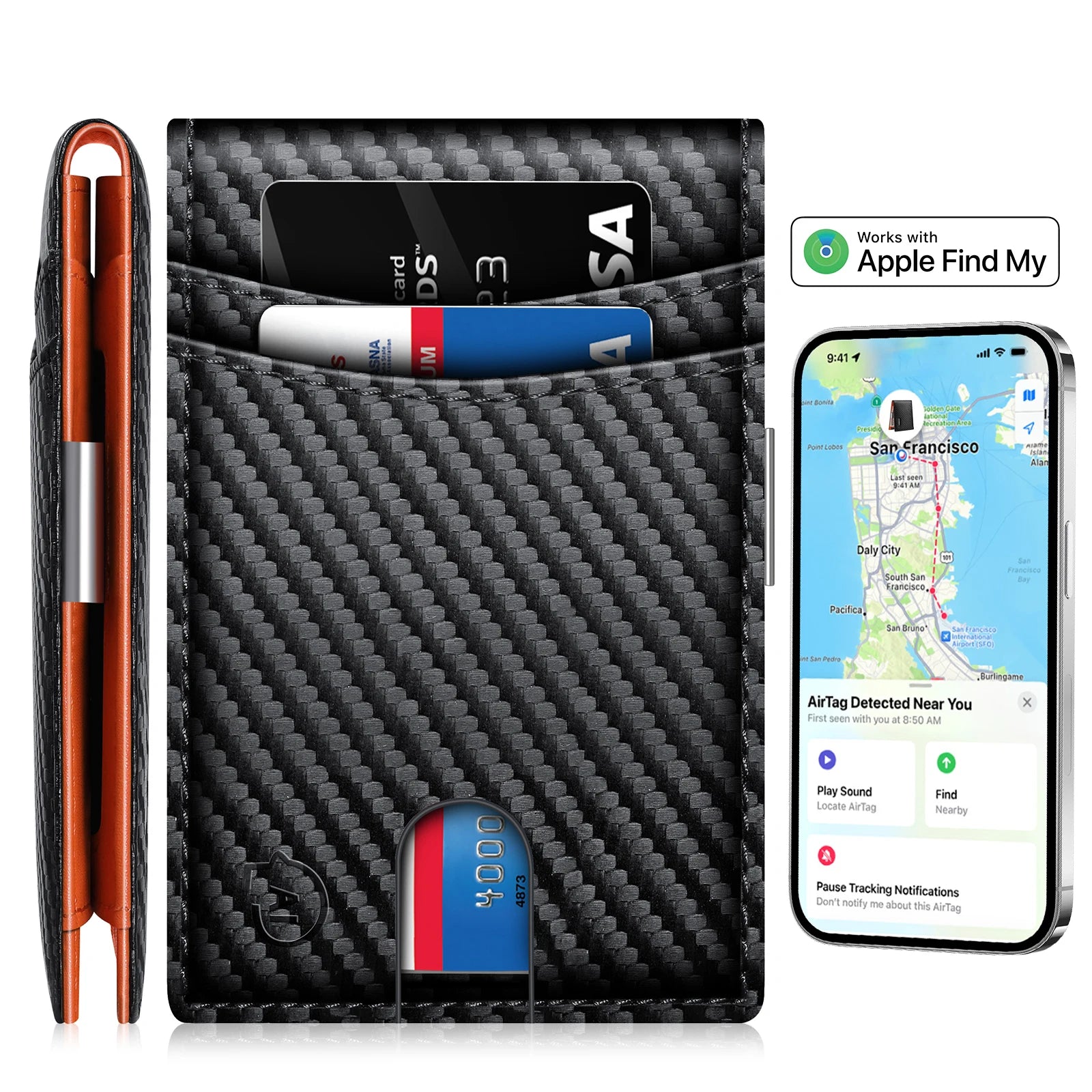 Herrenbrieftasche trackbar über "Find my Phone" (Nur für iOS)