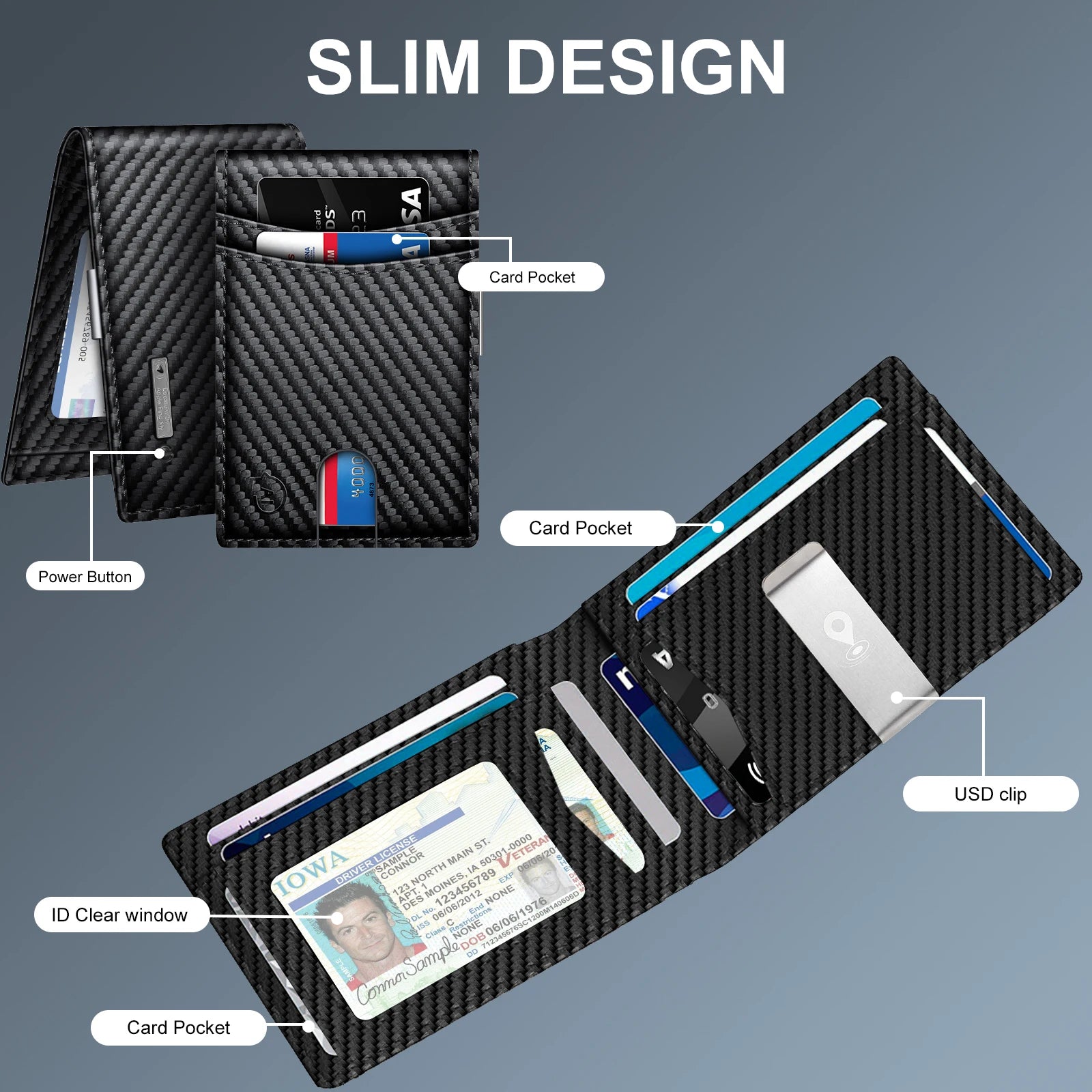 Herrenbrieftasche trackbar über "Find my Phone" (Nur für iOS)