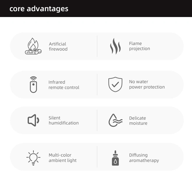 Kamin Aroma-Luftbefeuchter mit Fernbedienung und Timer