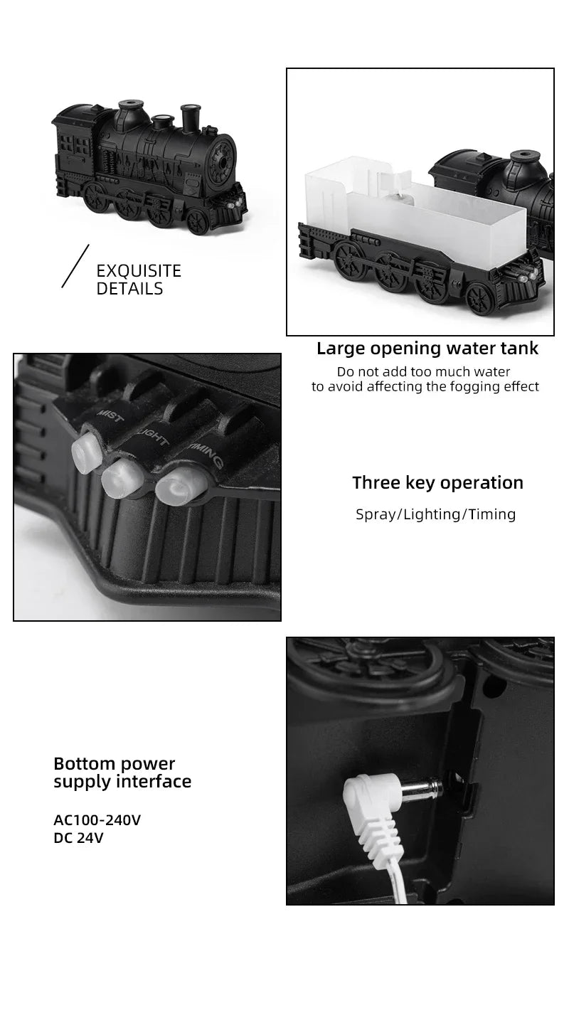 Mini Train Aromaluftbefeuchter für Ätherische Öle mit LED & Ultraschall Nebel