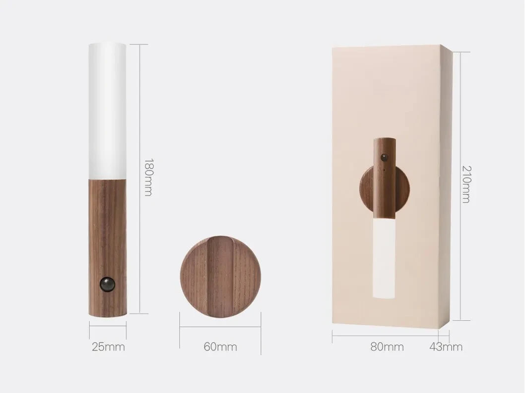 Wiederaufladbares LED-Nachtlicht - Magnetisches & hölzernes Design mit Bewegungssensor