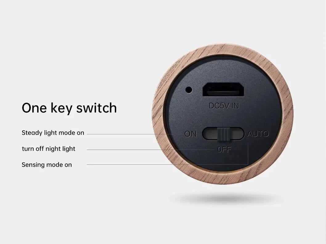 Wiederaufladbares LED-Nachtlicht - Magnetisches & hölzernes Design mit Bewegungssensor