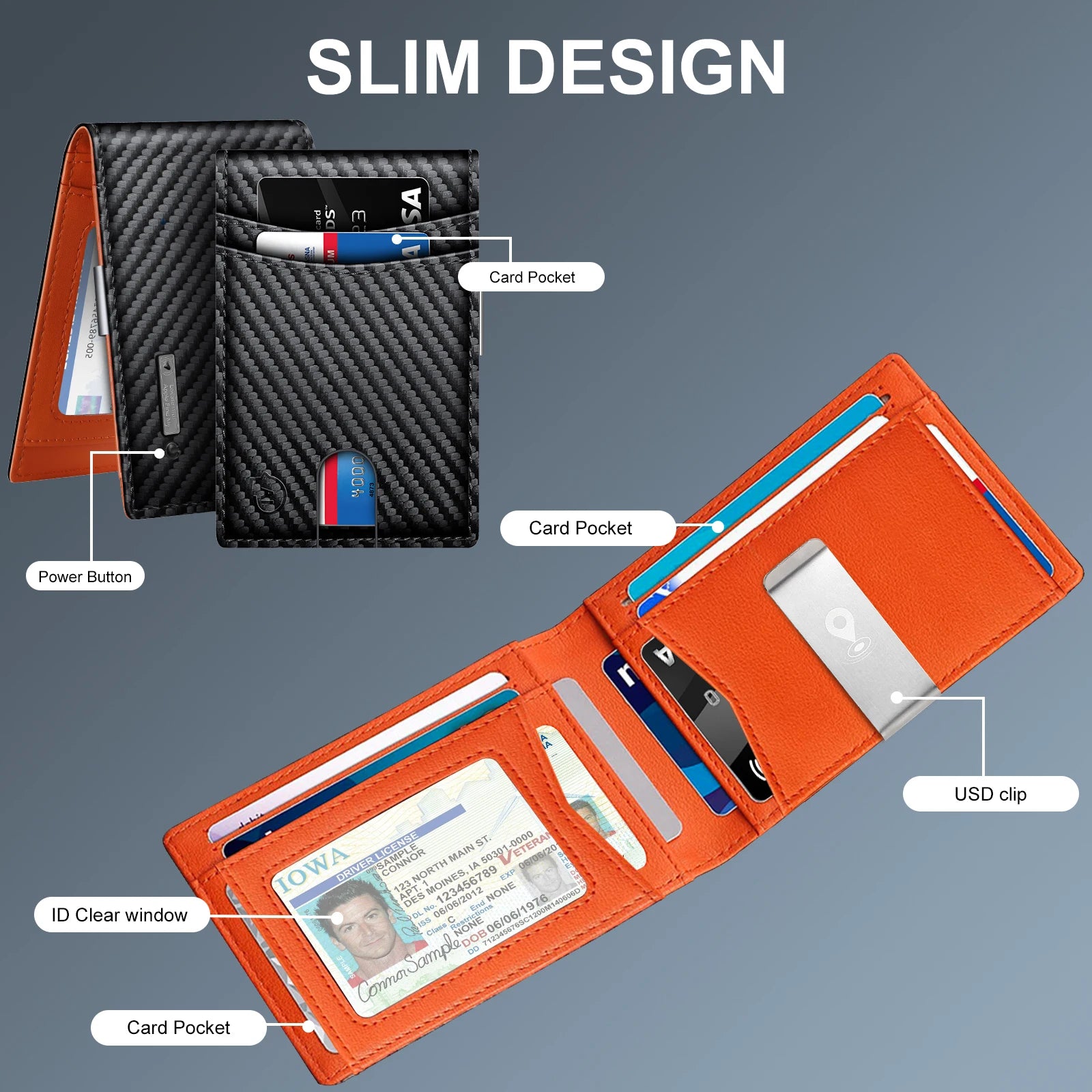 Herrenbrieftasche trackbar über "Find my Phone" (Nur für iOS)