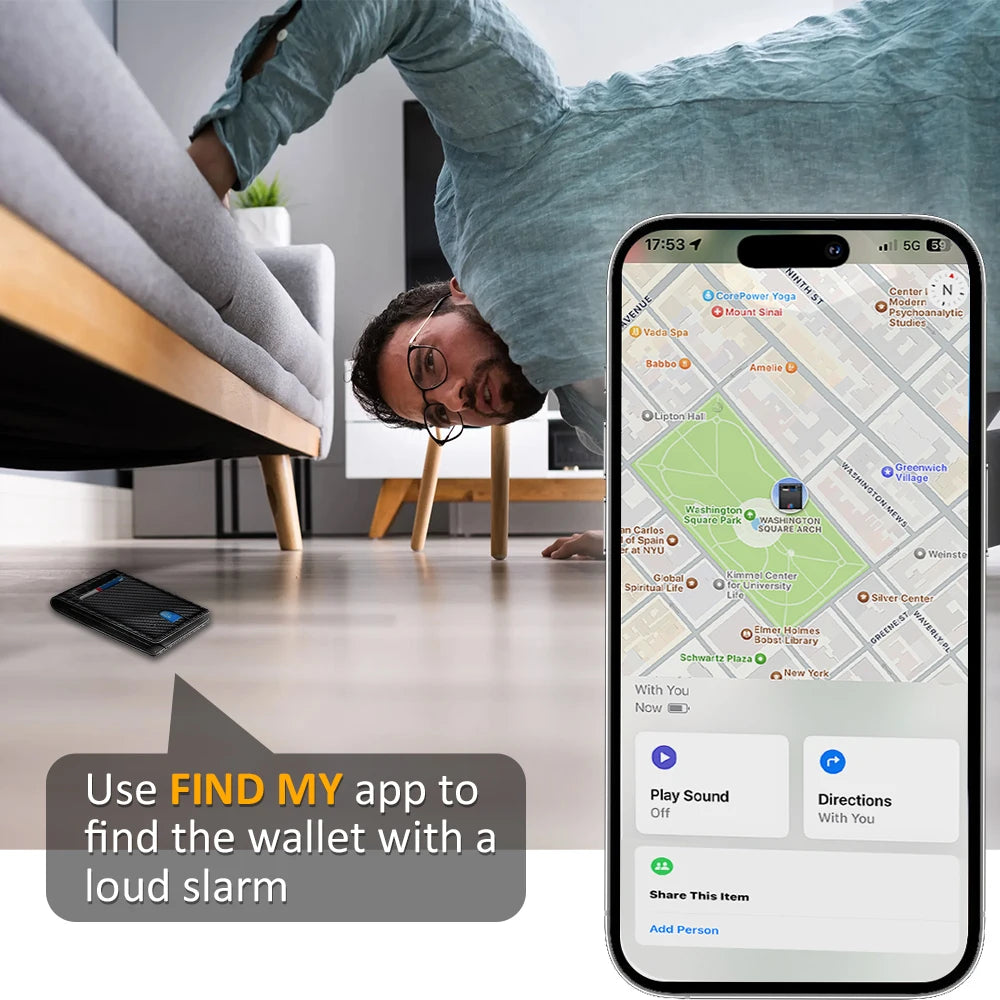 Herrenbrieftasche trackbar über "Find my Phone" (Nur für iOS)